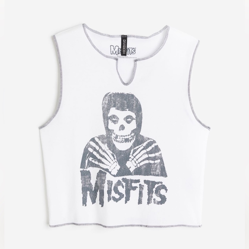 Printed Tank Top.   White/Misfits